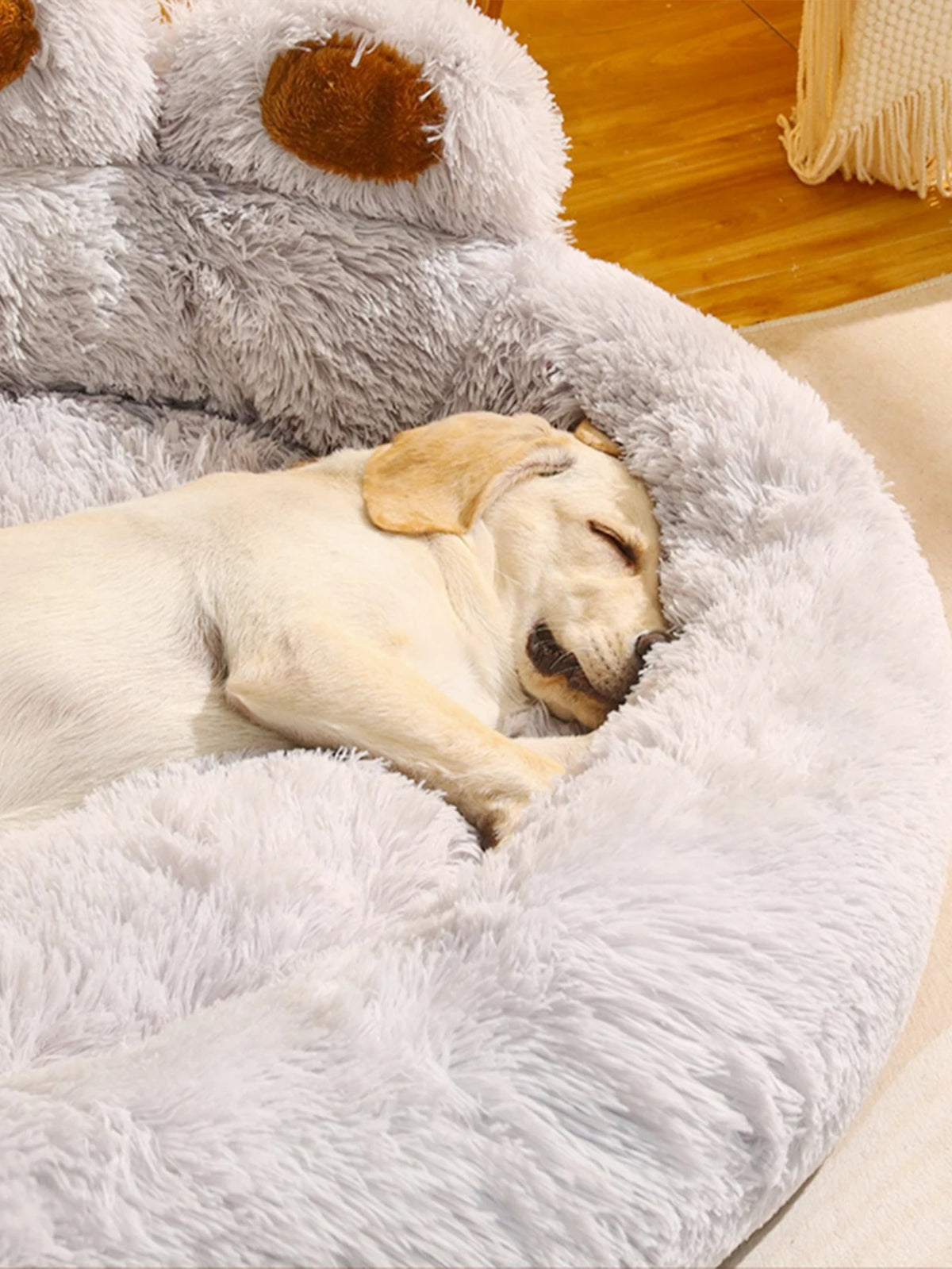 Dog Bed Winter Cat Pet Sofa Cute Bear Paw Shape Comfortable Pet Sleeping Beds For Small Medium Large Soft Fluffy Cushion Dog Bed