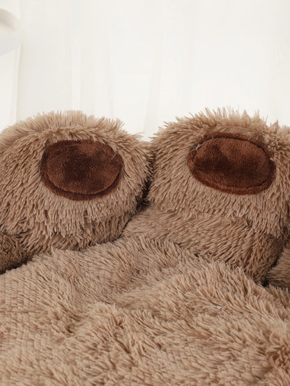 Dog Bed Winter Cat Pet Sofa Cute Bear Paw Shape Comfortable Pet Sleeping Beds For Small Medium Large Soft Fluffy Cushion Dog Bed