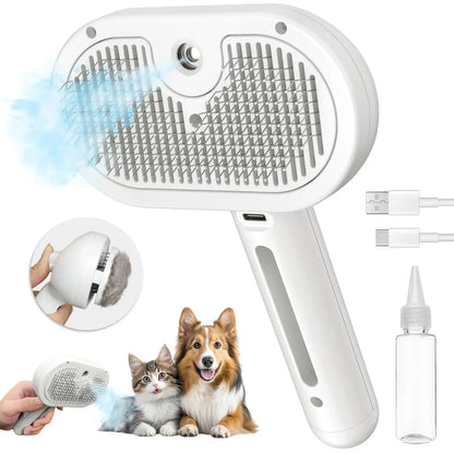 Purrfect Self-Cleaning Pet Grooming Brush with Gentle Mist Spray