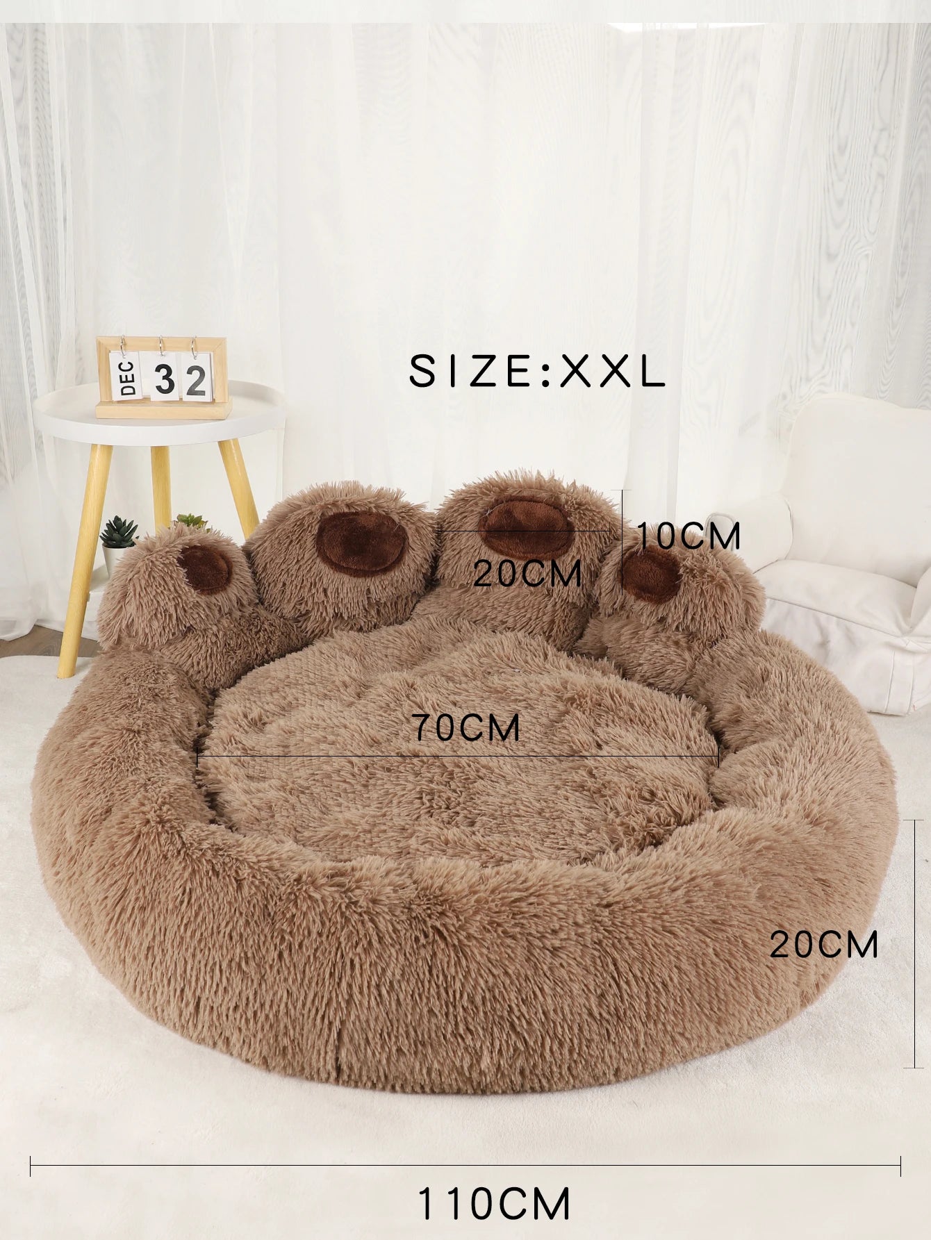 Dog Bed Winter Cat Pet Sofa Cute Bear Paw Shape Comfortable Pet Sleeping Beds For Small Medium Large Soft Fluffy Cushion Dog Bed