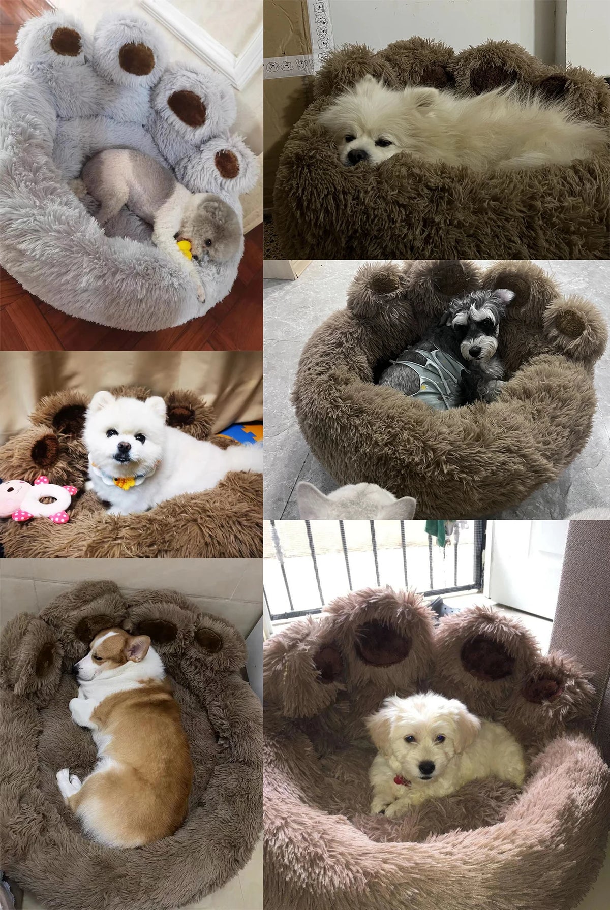 Dog Bed Winter Cat Pet Sofa Cute Bear Paw Shape Comfortable Pet Sleeping Beds For Small Medium Large Soft Fluffy Cushion Dog Bed