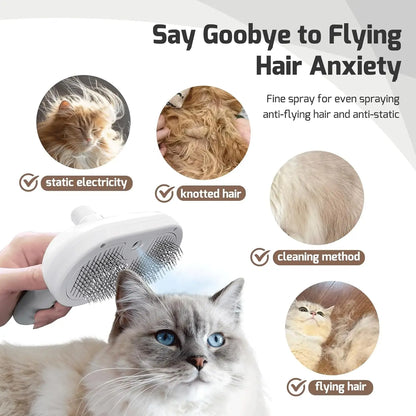 Purrfect Self-Cleaning Pet Grooming Brush with Gentle Mist Spray