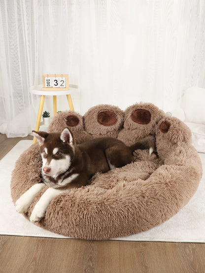 Dog Bed Winter Cat Pet Sofa Cute Bear Paw Shape Comfortable Pet Sleeping Beds For Small Medium Large Soft Fluffy Cushion Dog Bed